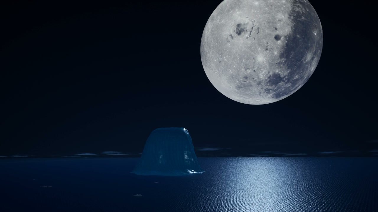 Unreal animatic: The wave, the moon and the ocean share one editable Unreal scene.