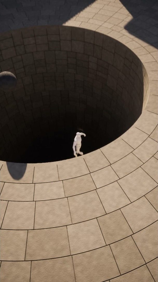 Unreal layout: The overhead fall, carried straight from the layout.